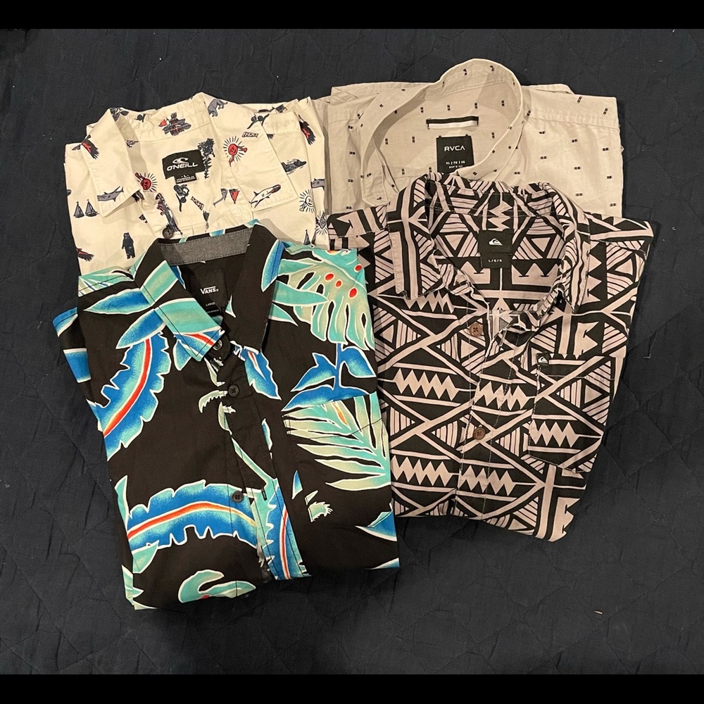 Lot of 4 boys surf skate brand button down shirts
